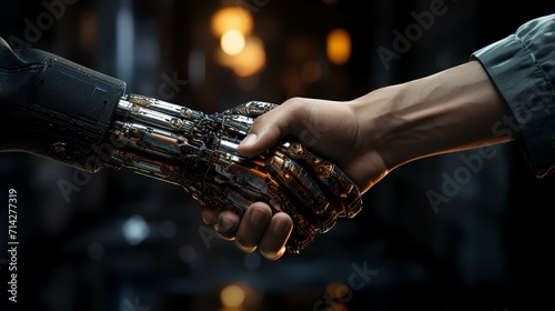 Business Handshake Between Robot and Human Partnership