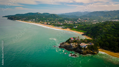 Foto San Pancho Beach Town Aerial Drone Landscape Mexican Town Nayarit Pacific Coast