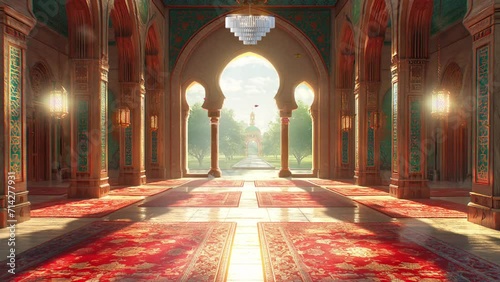 Interior of mosque with fantasy inside palace view looping animation video footage  photo