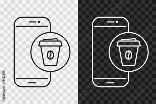 Online coffee order, line icon, high quality vector editable stroke symbol.