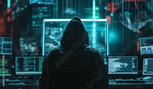 hacker in front of computers