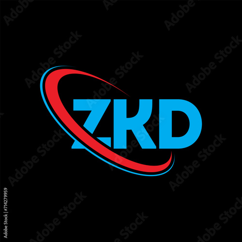 ZKD logo. ZKD letter. ZKD letter logo design. Initials ZKD logo linked with circle and uppercase monogram logo. ZKD typography for technology, business and real estate brand. photo