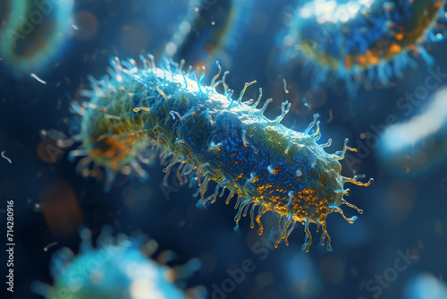 Microscopic CGI Representation of a Bacterium, Non-specific and Fictitious Strain for Illustration