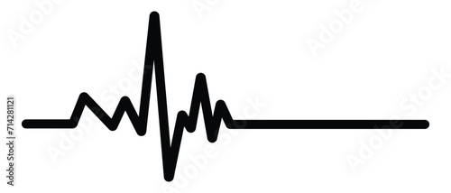 Black heartbeat icon. Vector illustration. Heartbeat sign in flat design. eps 10 photo