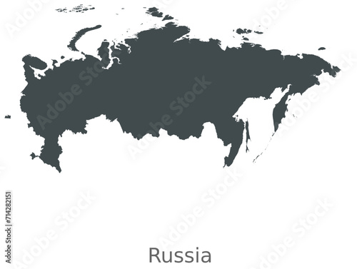 Map of Russia, Northern Eurasia. This elegant black vector map is ideal for use in graphic design, educational projects, and media, adaptable to various settings and resolutions.