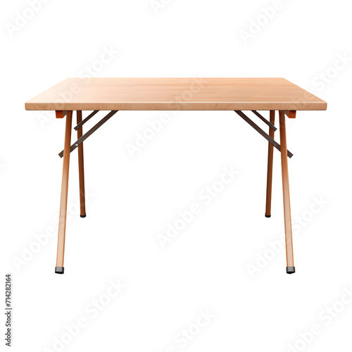 Wooden Foldable table isolated on white and transparent background, PNG Object