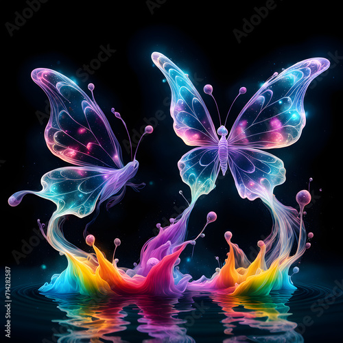 The concept art depicts the enchanting and mystical world of dancing magical-ethereal-nebula butterflies, inspired by the synthetism style. The ethereal beauty of these butterflies is brought to life  © bulent