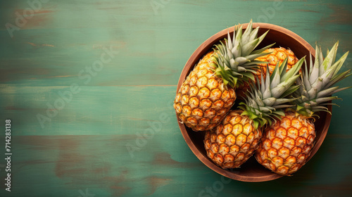 Top view of pineapple and space for text