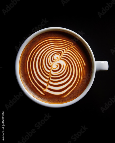 Top view of radial shape from coffee foam