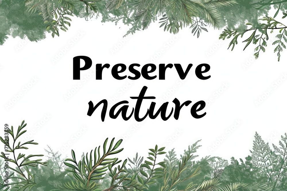 Fototapeta premium preserve nature inscription on a background of plants