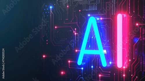 AI Neon inscription, Artificial Intelligence Technology