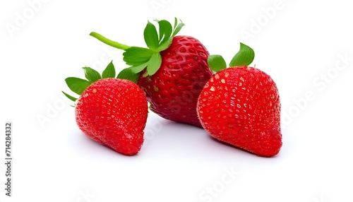 Fresh red ripe strawberries isolated on white background - fresh fruit, healthy lifestyle concept.