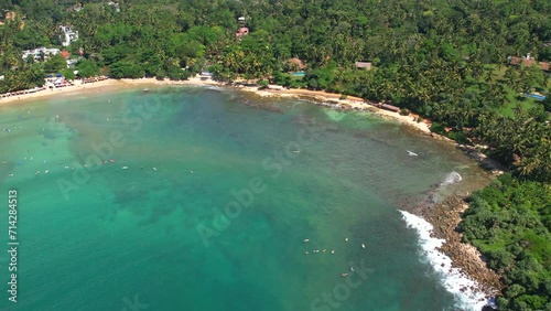 Beautiful Indian Ocean coast in Sri Lanka, Dikwella. Top view, aerial video filming. photo