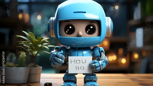 Cute Mini Robot Pointing Fingers at Copy Space - Tech Presentation