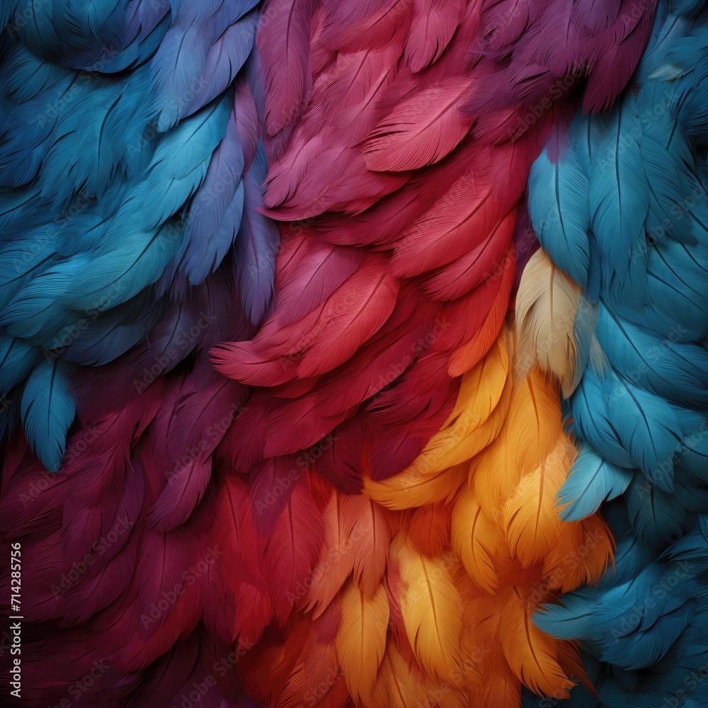 Obraz premium Colorful feathers as a background. Close-up. Texture.