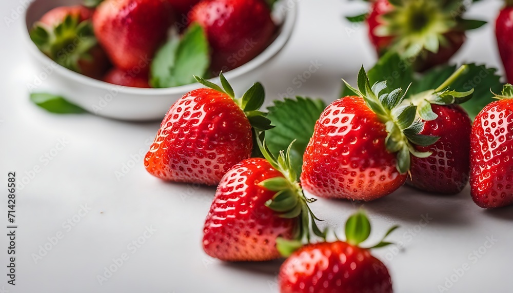 Fresh red ripe juicy strawberries on a table - healthy eating, fresh fruit concept. Generative AI Fresh red ripe juicy strawberries on a table - healthy eating, fresh fruit concept. Generative AI