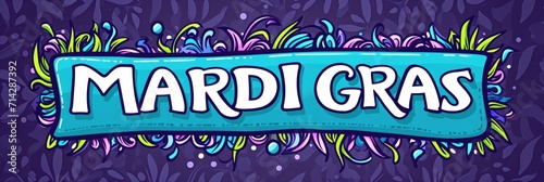 Vibrant Mardi Gras Celebration Background for Festive Cards and Banners photo