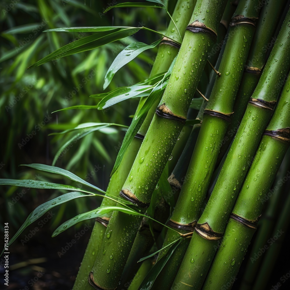 Obraz premium Bamboo forest in the light of the sun, background