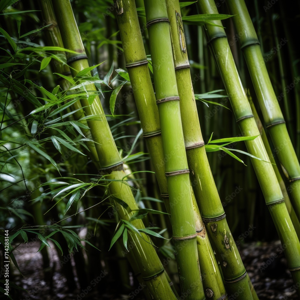 Obraz premium Bamboo forest in the light of the sun, background