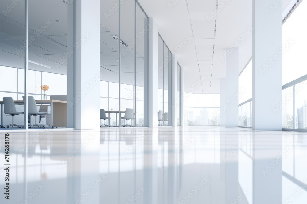 Fototapeta premium White clean glass working office interior image background