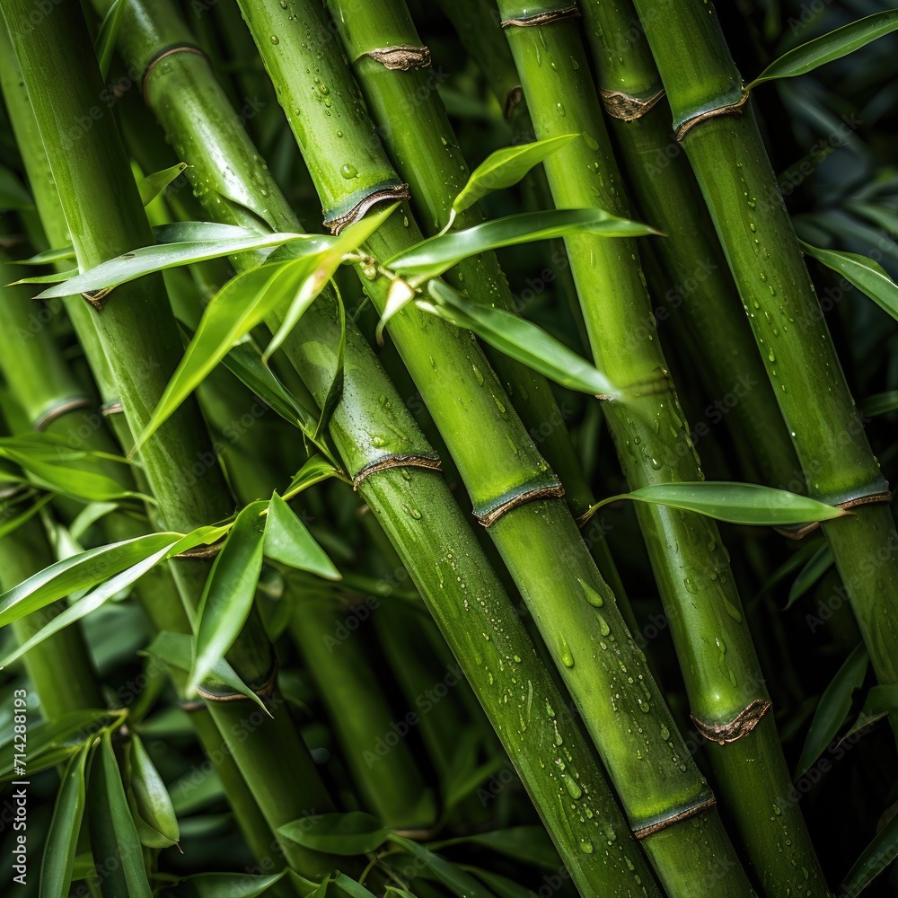 Obraz premium Bamboo forest in the light of the sun, background