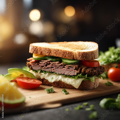 Obraz na płótnie A testy Burger background fast food.