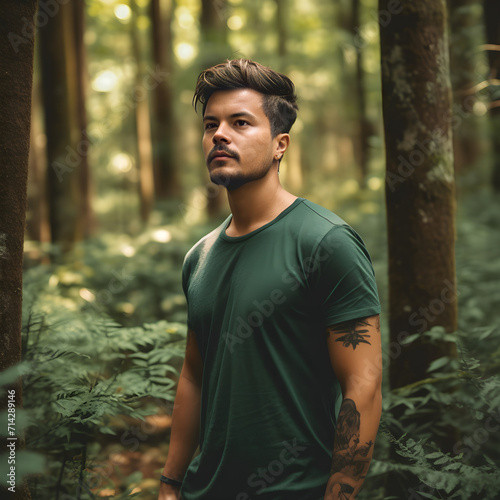 Model wearing T-shirt, an illustration graphc resource