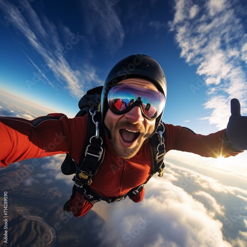 Skydiving. Extreme sport. People in free fall. Extreme hobby.AI.