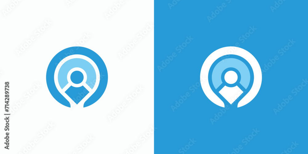Location pin vector logo design with people inside. Location pin vector logo design with people inside.