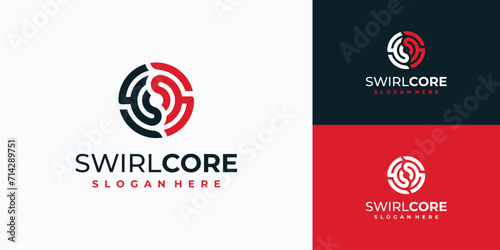 Swirling C and S letters connection vector logo design.