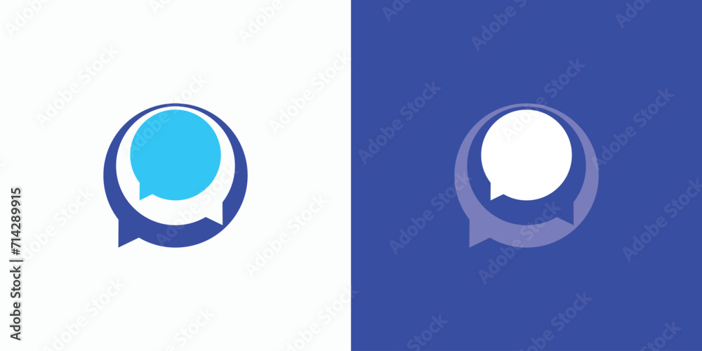 Vector logo design icon of two circle chat bubbles with perspective effect. Vector logo design icon of two circle chat bubbles with perspective effect.