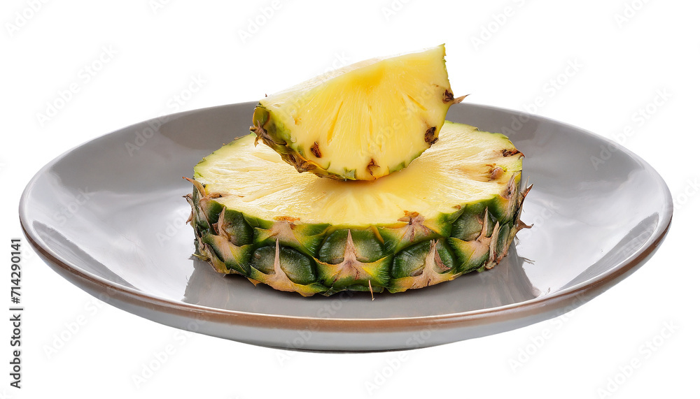 Pineapple on a plate. Isolated on a transparent background. Pineapple on a plate. Isolated on a transparent background.