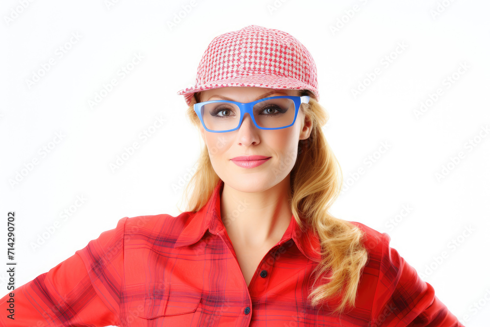 Woman worker, isolated white background