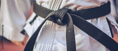 Protective gear for taekwondo, black belt attire.