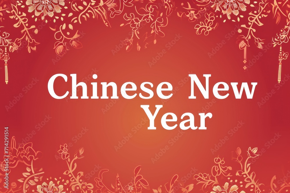 Vibrant Chinese New Year Themed Background with Lettering for Greetings and Banners