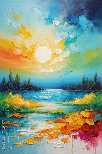 abstract summer oil painting textured background