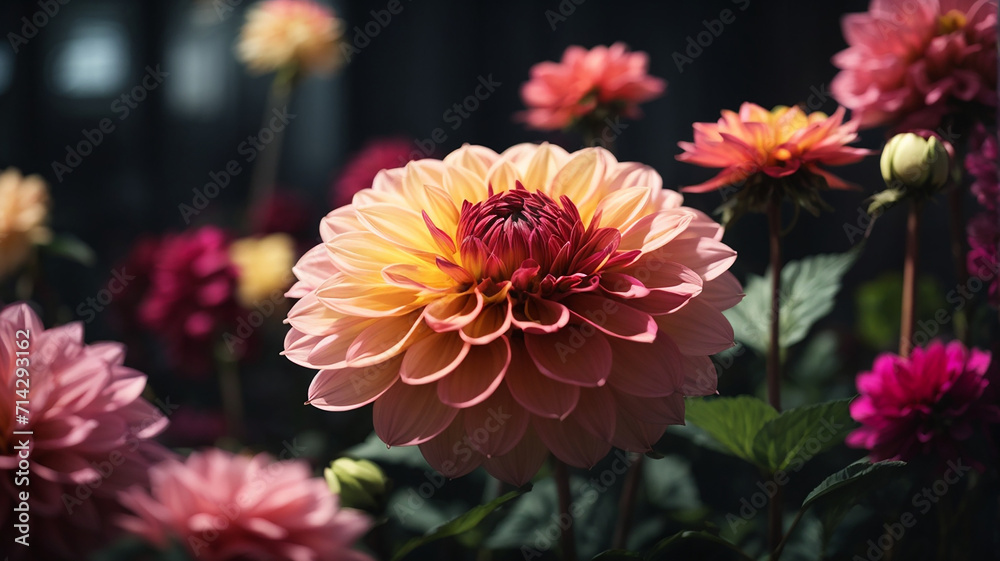 Beautiful Dahlia flowers in garden. Beautiful Dahlia flowers in garden.