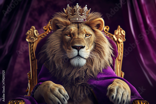 king lion on the throne  AI generated