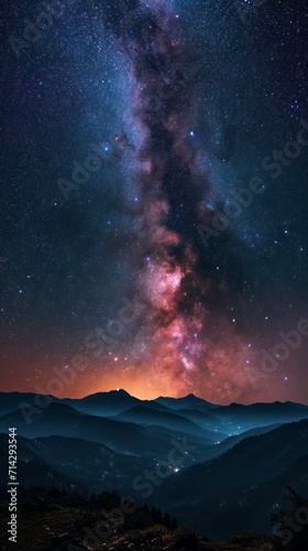 Milky Way over mountains.