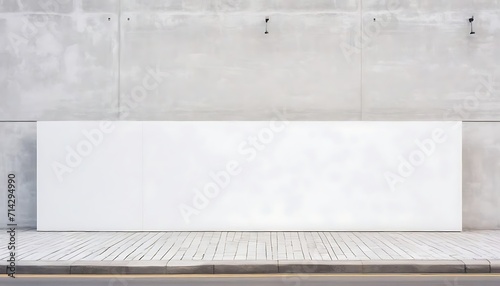 City street with long concrete wall covered in white plaster featuring copy space and mockup © Antonio Giordano