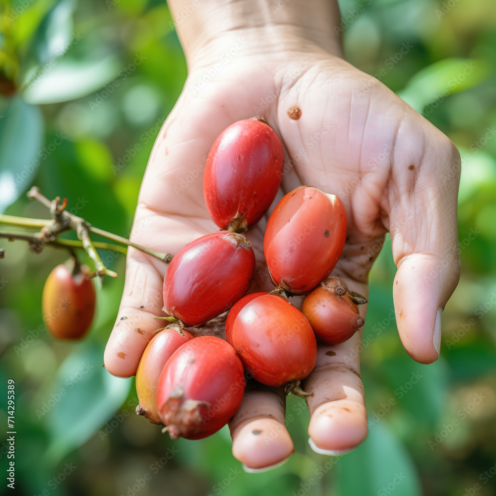 woman holds a rotten, spoiled crop, overripe miracle fruit with dirty