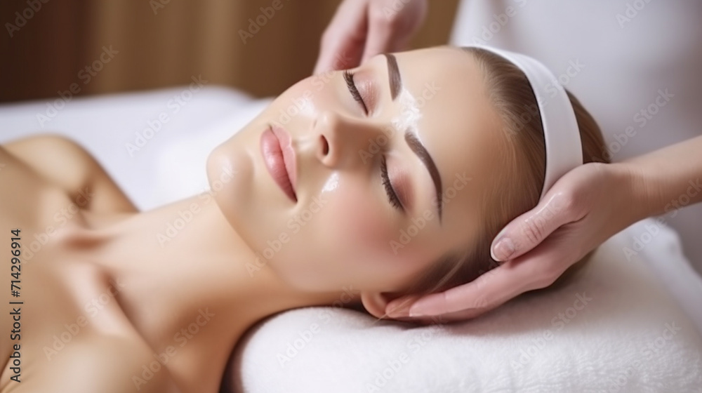 A woman at a spa treatment. AI Generated A woman at a spa treatment. AI Generated