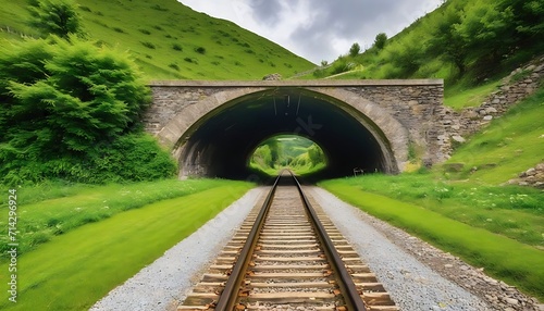 Old railway passing through short tunnels in picturesque rural scenery