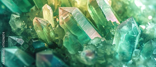 Colorful Splendor. Close Up of a Beautiful and Shiny Tourmaline Crystal, Unveiling its Vibrant Brilliance in a Captivating Background. photo