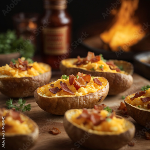 Idaho Potato Skins with Cheddar and Bacon photo