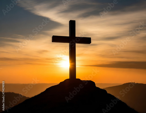 Spiritual Sunsets: A Cross of Faith in the Setting Sky