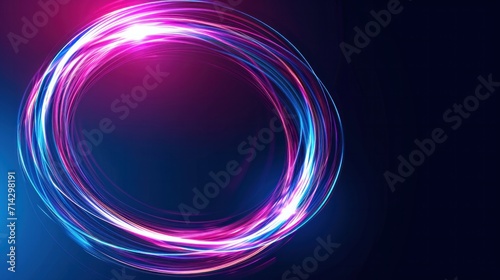 Glow swirl light effect. Circular lens flare. Abstract rotational lines. Power energy element. Luminous sci-fi. Shining neon lights cosmic abstract frame. Magic round frame. Swirl trail effect 