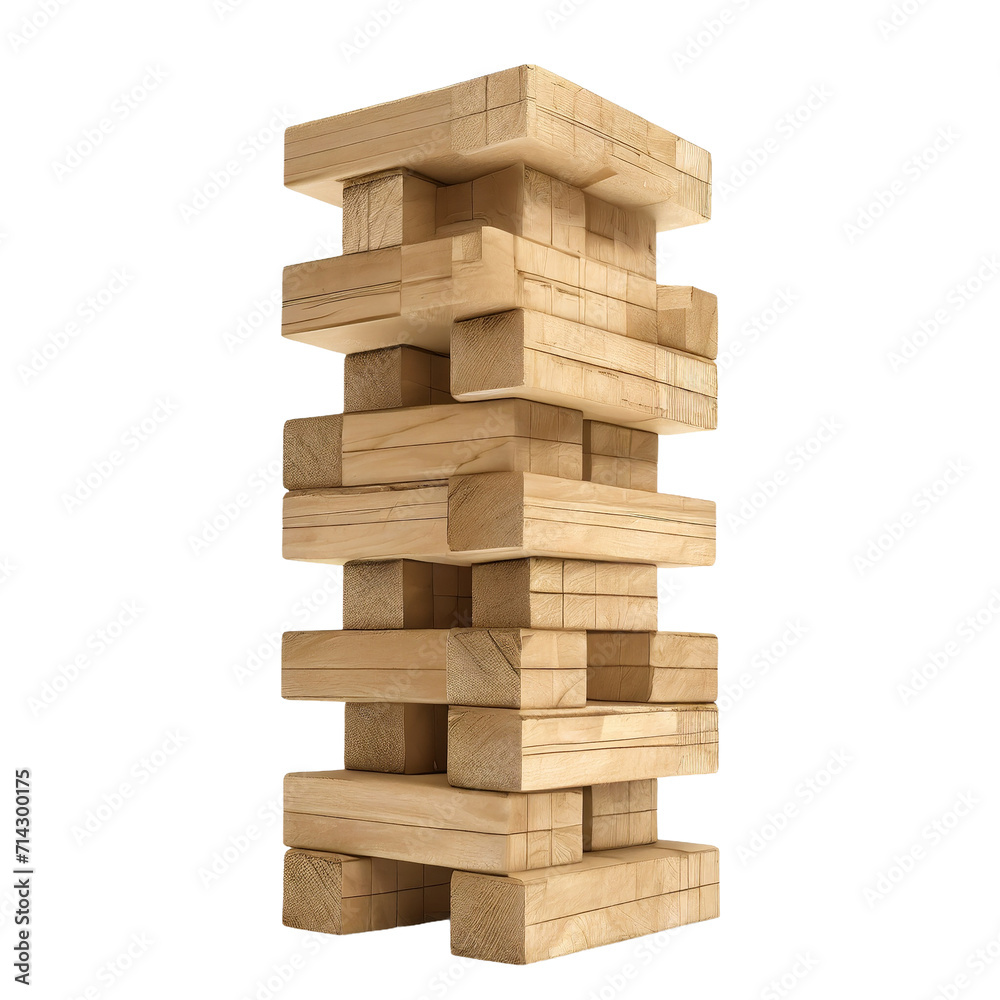 Wooden tower made of blocks isolated on a white background. Wooden tower made of blocks isolated on a white background.