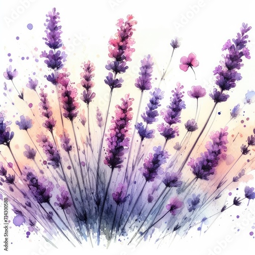 Watercolor Lavender  Artistic Blooms in Delicate Hues