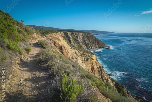 Seaside cliffside trail with dramatic ocean views